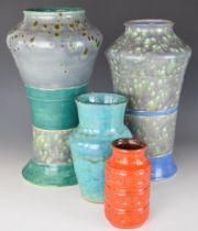 Retro West German pottery vase, two large stoneware vases etc, tallest 38cm
