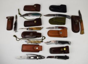 Ten folding / pocket knives including Marksman, Magnum by Boker, Blyde of Sheffield and Rostfrei,