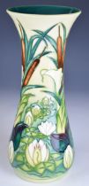 Moorcroft pottery waisted vase decorated in the Bullrush pattern, marked 'Trial' to base, 1994,