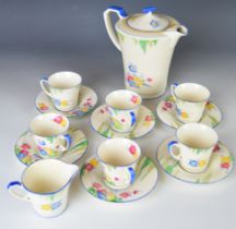 Crown Devon Art Deco part tea set, tallest 20cm