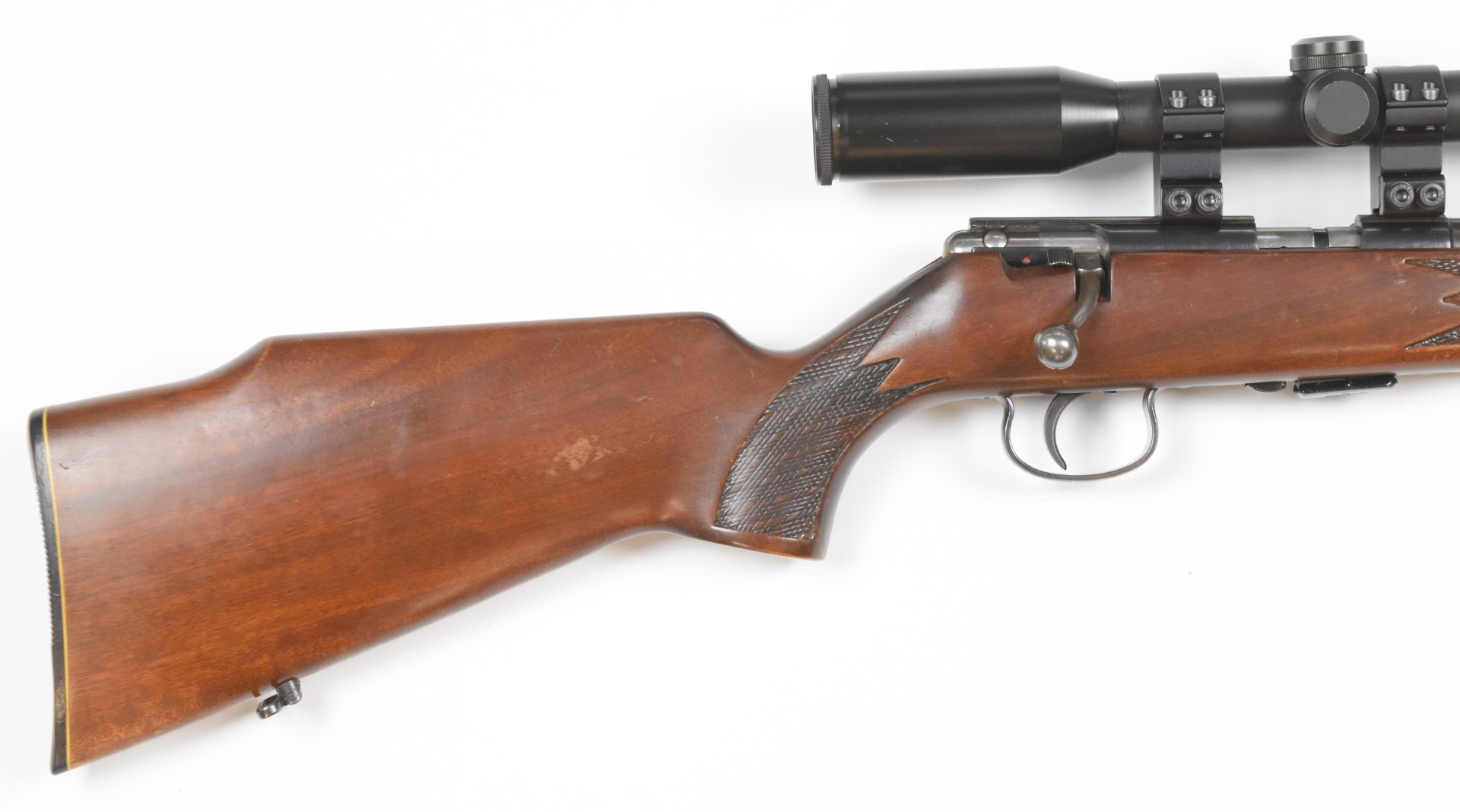 Anschutz .22 bolt-action rifle with chequered semi-pistol grip and forend, raised cheek piece to the - Image 3 of 9