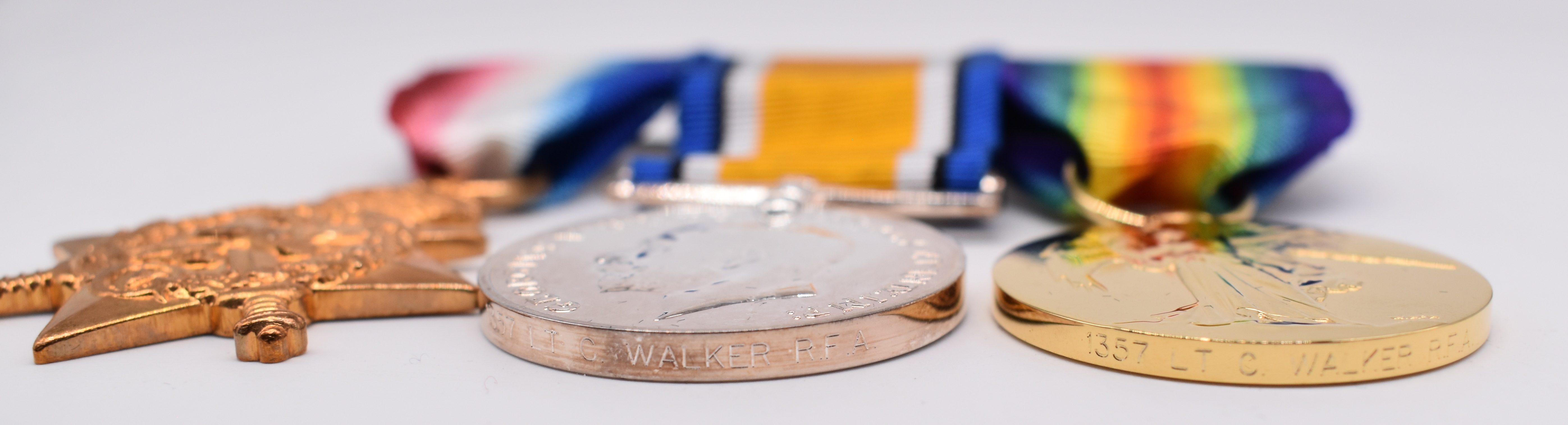 British Army WW1 replacement medals comprising 1914 Star, War Medal and Victory Medal, named to 1357 - Image 3 of 5