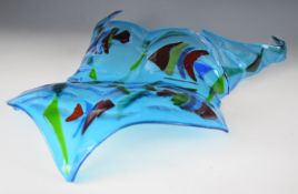 Margaret Mariotti stained art glass sculpture in the form of a bathing suit, with card and