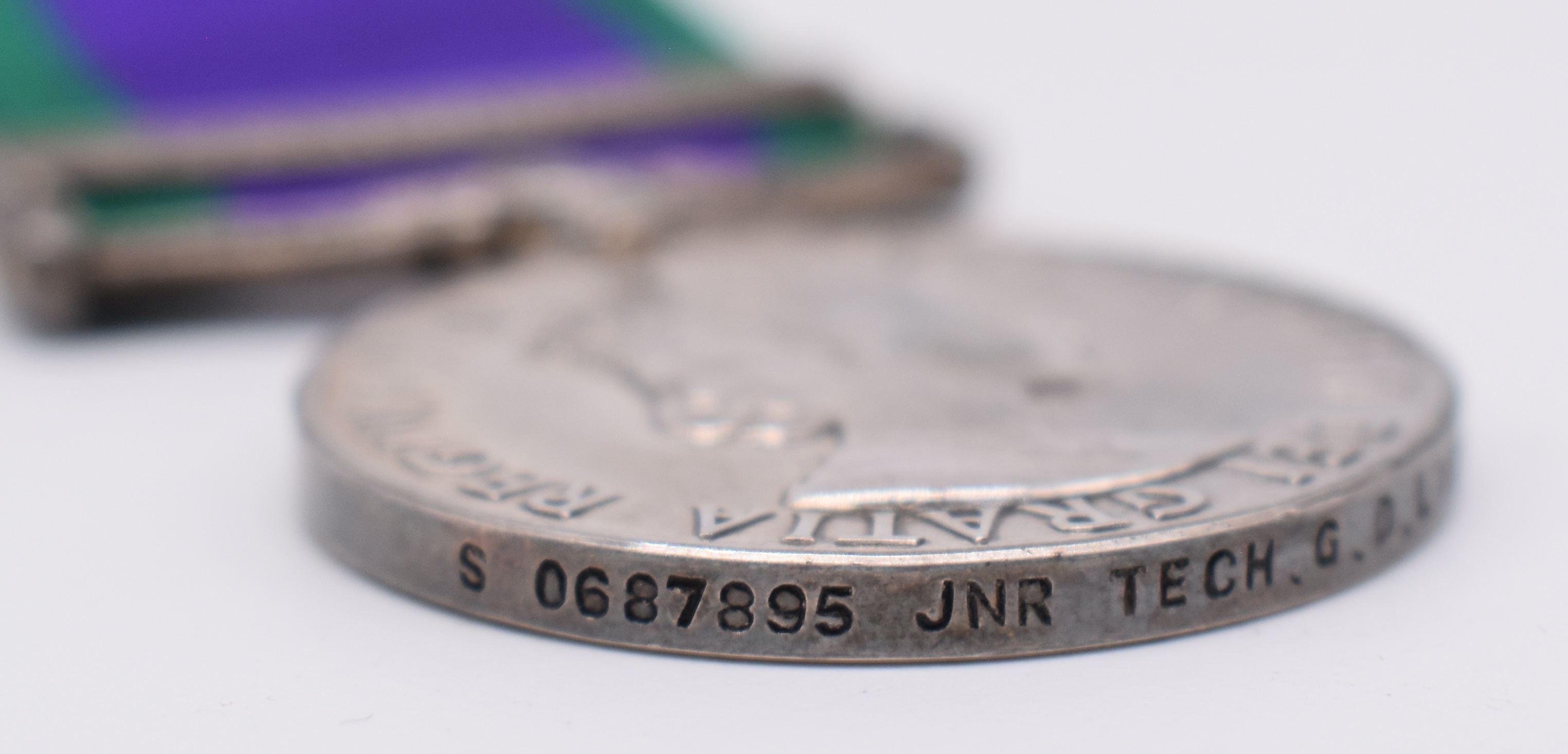 Royal Air Force Elizabeth II General Service Medal with clasp for South Arabia named to 0687895 - Image 3 of 4