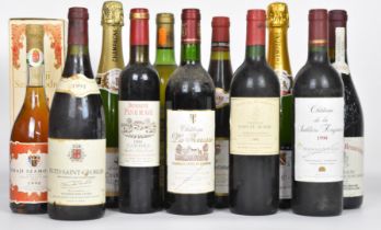 Two bottles of champagne and eight bottles of vintage red and white wines, various châteaus