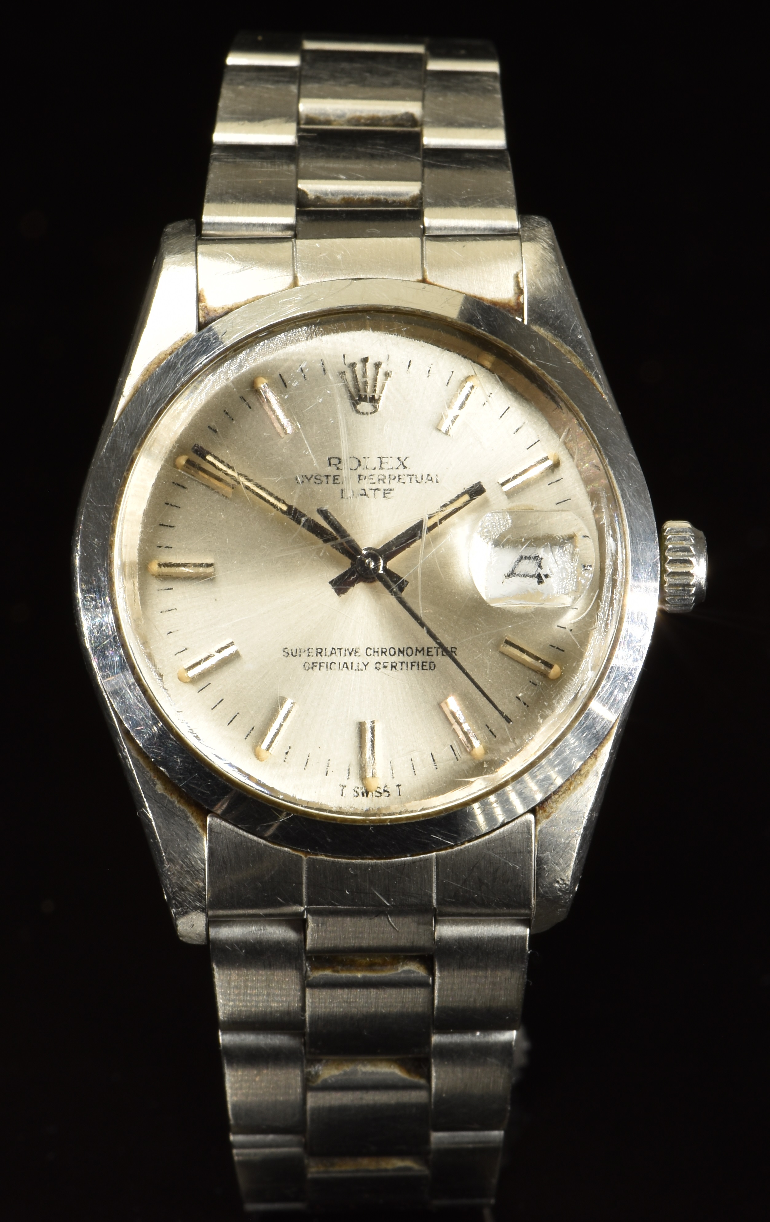 Rolex Oyster Perpetual Date gentleman's wristwatch ref.15000 with date aperture, luminous tipped