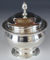 Georgian hallmarked silver covered sugar bowl or pot, London 1766, maker David Whyte & William