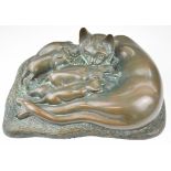 James Siebert (1941-2016) limited edition (30/300) bronze of cat with kittens, signed, dated 1981