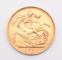 1892 Queen Victoria gold full sovereign with Sydney Mint mark
