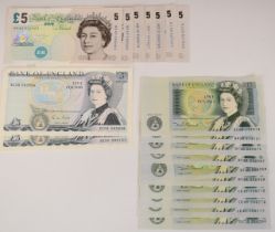 A collection of UK crisp and uncirculated banknotes comprising two GM Gill £5, seven Andrew Bailey
