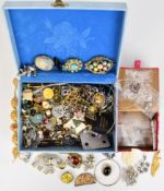 A collection of earrings and vintage brooches including four silver pairs, Toledo, BJL, Art Deco,