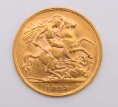 1913 George V gold half sovereign