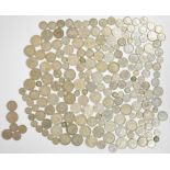 Approximately 1500g pre-1947 silver coinage, including gradable examples, together with a small