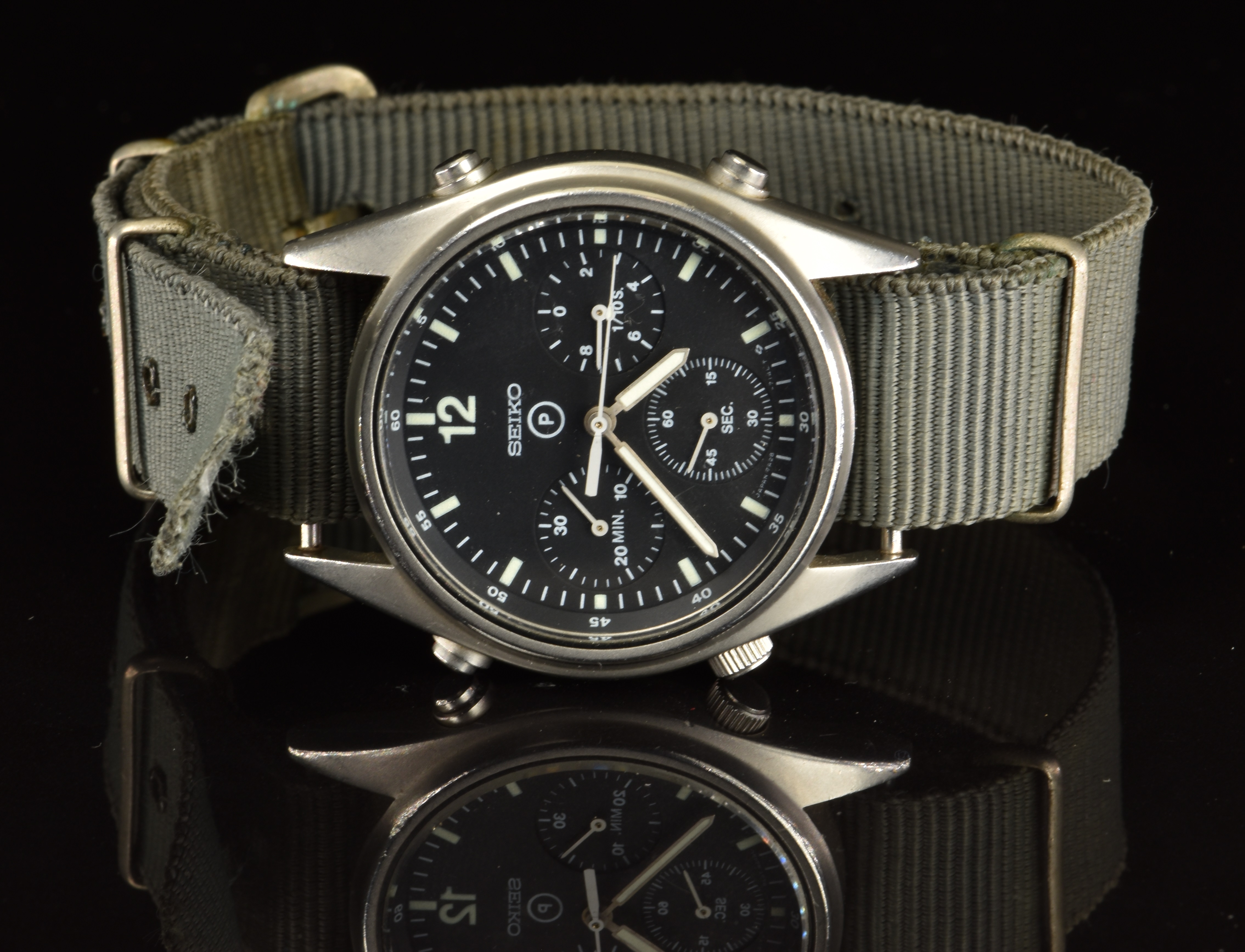 Seiko gentleman's military issue wristwatch ref. 7N32-0BC0 with luminous hands and hour markers, - Image 2 of 4