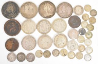 Approximately 240g Georgian and later pre 1920 silver coinage including 1821 George IIII, 1889 and