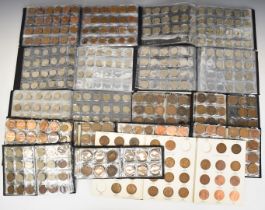 Large collection of coins in collector's folders including some pre-1947 silver, copper and bronze