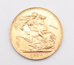 1913 George V gold full sovereign with Perth Mint mark