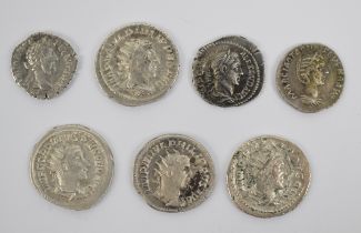 Seven high grade Roman silver denarius including Philip I, Commodus, Severus Alexander, Gordian