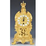 19thC French style gilt mantel clock with enamel Roman numerals, height 35.5cm