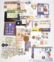 Amateur coin collection including Victorian crown, double florin, silver proof £1 coins, Hong Kong