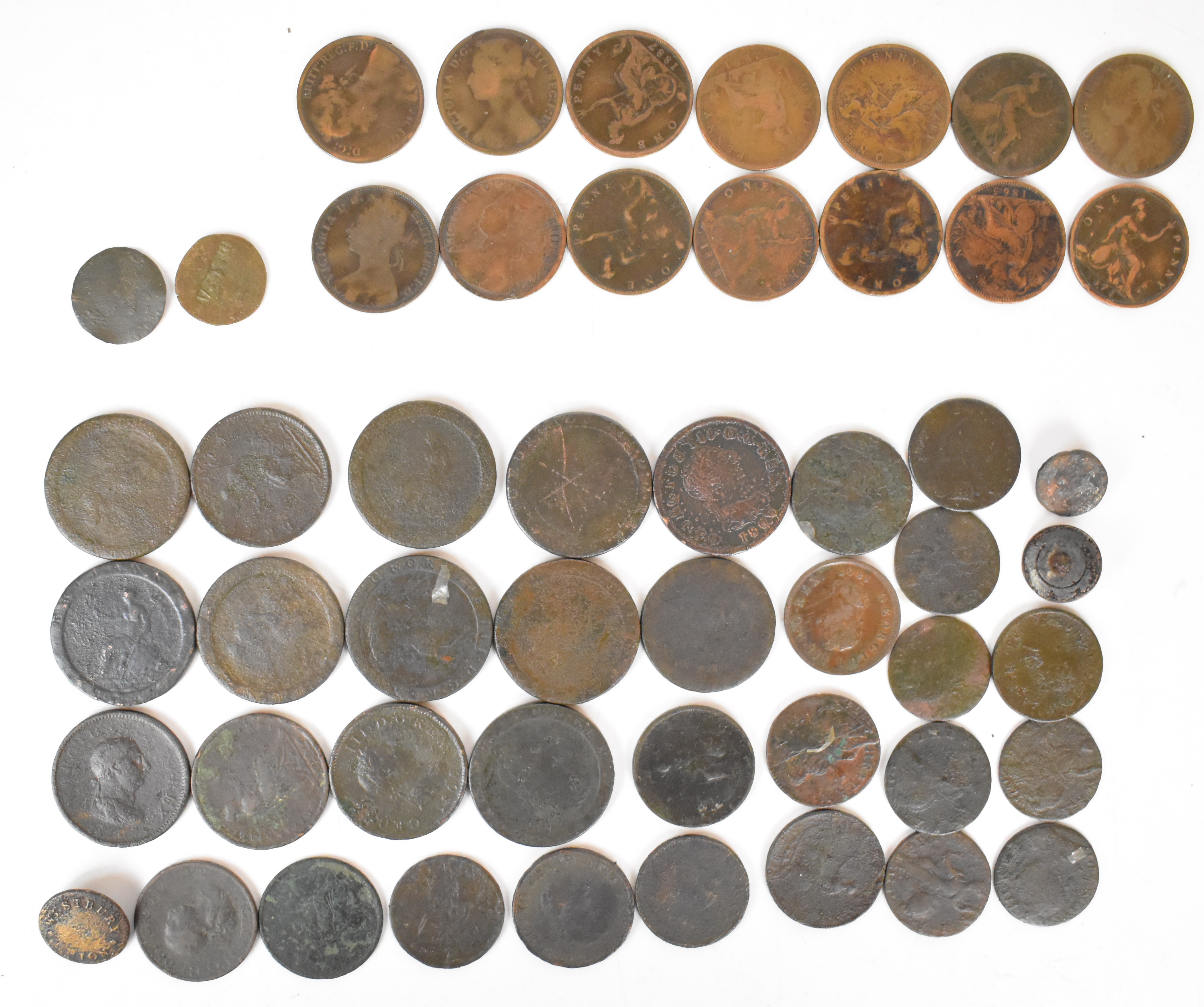Georgian and later copper coinage to include cartwheel penny