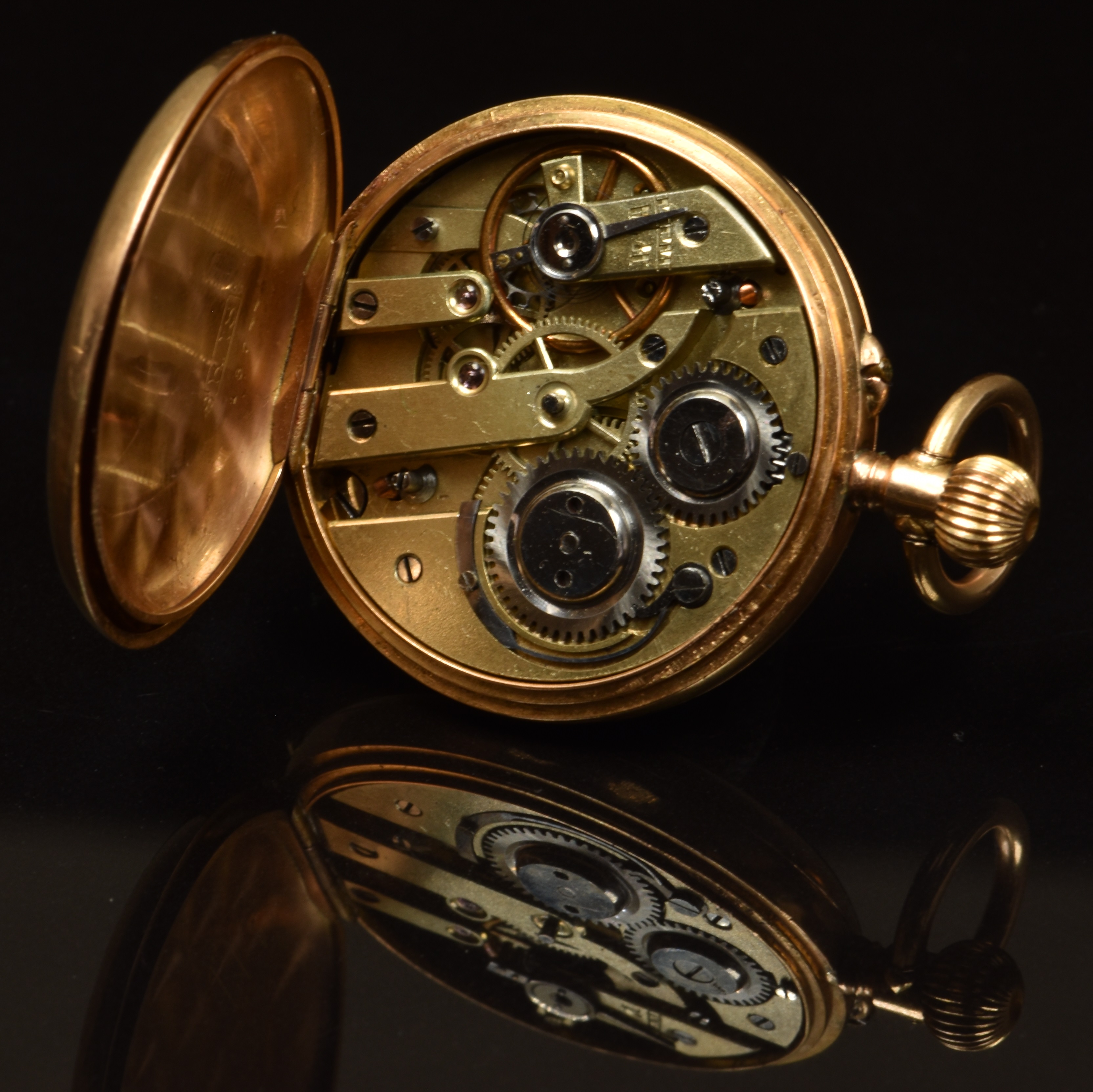 Vacheron 18ct gold keyless winding full hunter pocket watch with blued hands, black Roman - Image 5 of 5