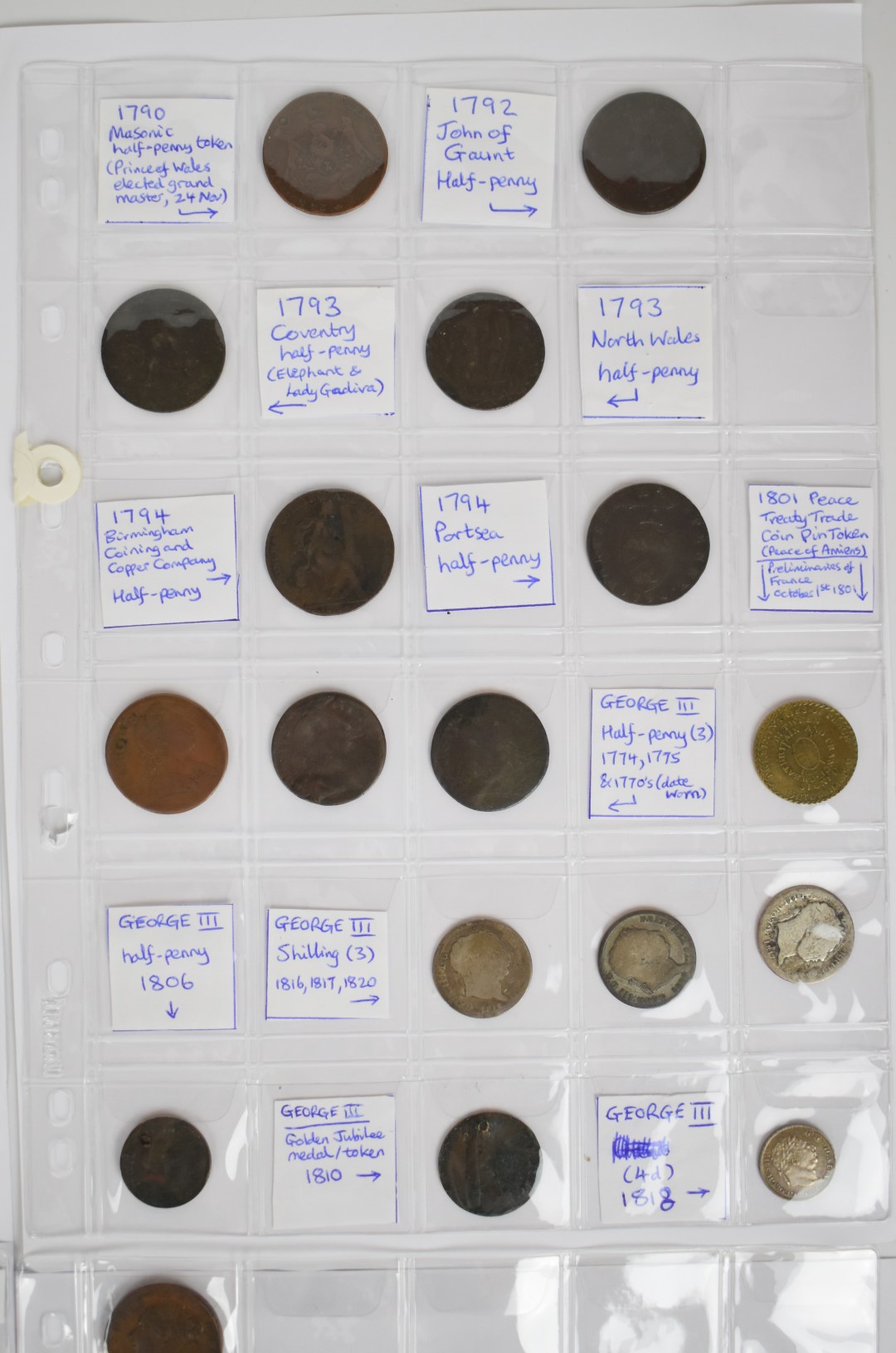 A collection of mainly 19th century world coinage and tokens to include Charles II, William III - Image 5 of 11
