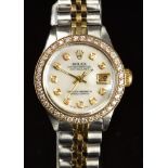 Rolex Oyster Perpetual Datejust ladies wristwatch ref. 6917 with with date aperture, diamond set
