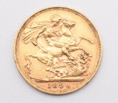 1894 Queen Victoria gold full sovereign with Sydney Mint mark