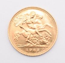 1982 Queen Elizabeth II gold half sovereign