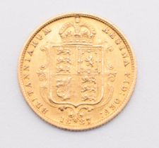 1887 Queen Victoria shield back gold half sovereign