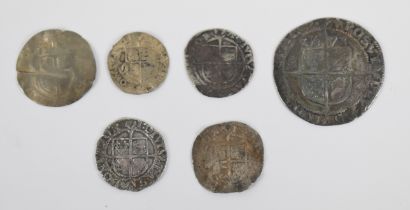 Elizabeth I six hammered coins comprising 1573 sixpence, various half groats including second and