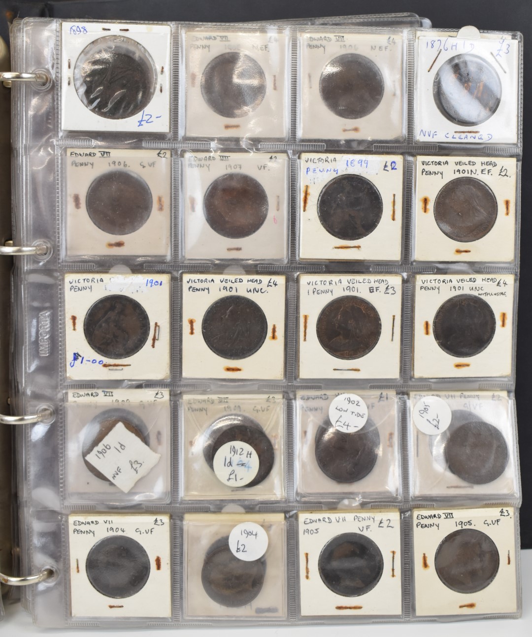Coin collection in three albums, William III onwards including Georgian, Victorian etc, pennies from - Image 8 of 10