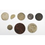 Eight continental hammered coins including 1554 Sigmund III Poland, 1664 Carl XI Sweden, Leonardo