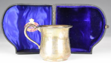 George V hallmarked silver christening cup or mug, Birmingham 1928, maker F H Adams & Co, height 6.
