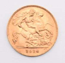 1914 George V gold half sovereign