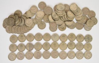 Approximately 1155g pre-1947 coinage and two pre-1947 florin / two shilling coins