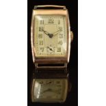 Lanco 9ct gold gentleman's wristwatch with subsidiary seconds dial, luminous hands, Arabic numerals,