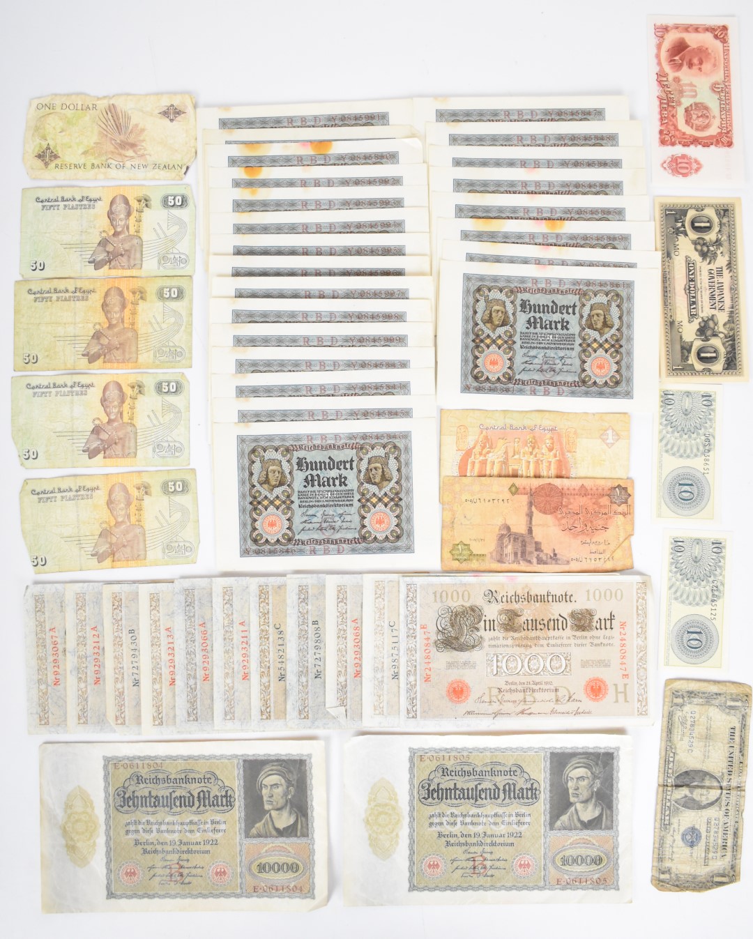 Early 20th century German banknotes including some runs, the longest being nine 100 mark notes dated