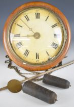 Joseph Wehrle German or similar dial wall clock, with wooden bar style movement, marked to rear with