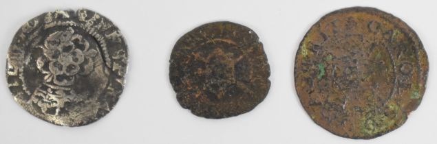 James I half groat 1605-06 together with a Charles I rose farthing and a Maltravers example