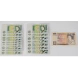Seventeen John Page and David Somerset £1 banknotes and a Malcolm Gill £10 banknote