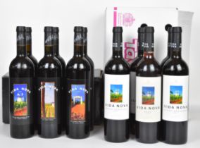 Twelve bottles of Vida Nova wine from the vineyards of Cliff Richard comprising ten red and two