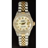 Rolex Oyster Perpetual Datejust ladies wristwatch ref. 69173 with with date aperture, diamond set