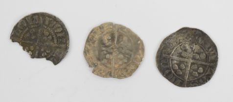 Hammered coin group comprising Edward I penny, London Mint, class 2a 1280, Edward III 1351-77 York