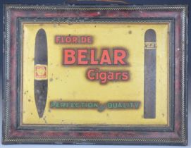 Flor De Belar Cigars Perfection of Quality metal advertising sign with easel back, 19x25cm.