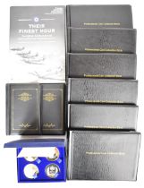 Tower Mint cased four coin set, 'Finest Hour' presentation folder with one silver coin, collection