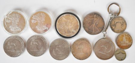 USA dollars including silver examples, 1986, 1988, 1776-1976 Commemorative Eisenhower, Kennedy