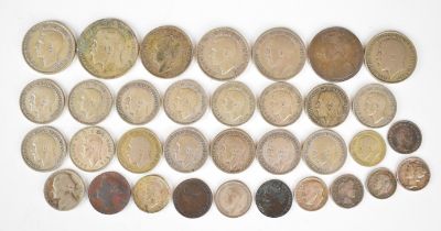 Approximately 161g of pre-1947 silver coinage etc Queen Victoria and later, including Gothic florin,