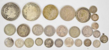 Queen Victoria and later pre-1947 silver and other world coinage, including two 1935 rocking horse